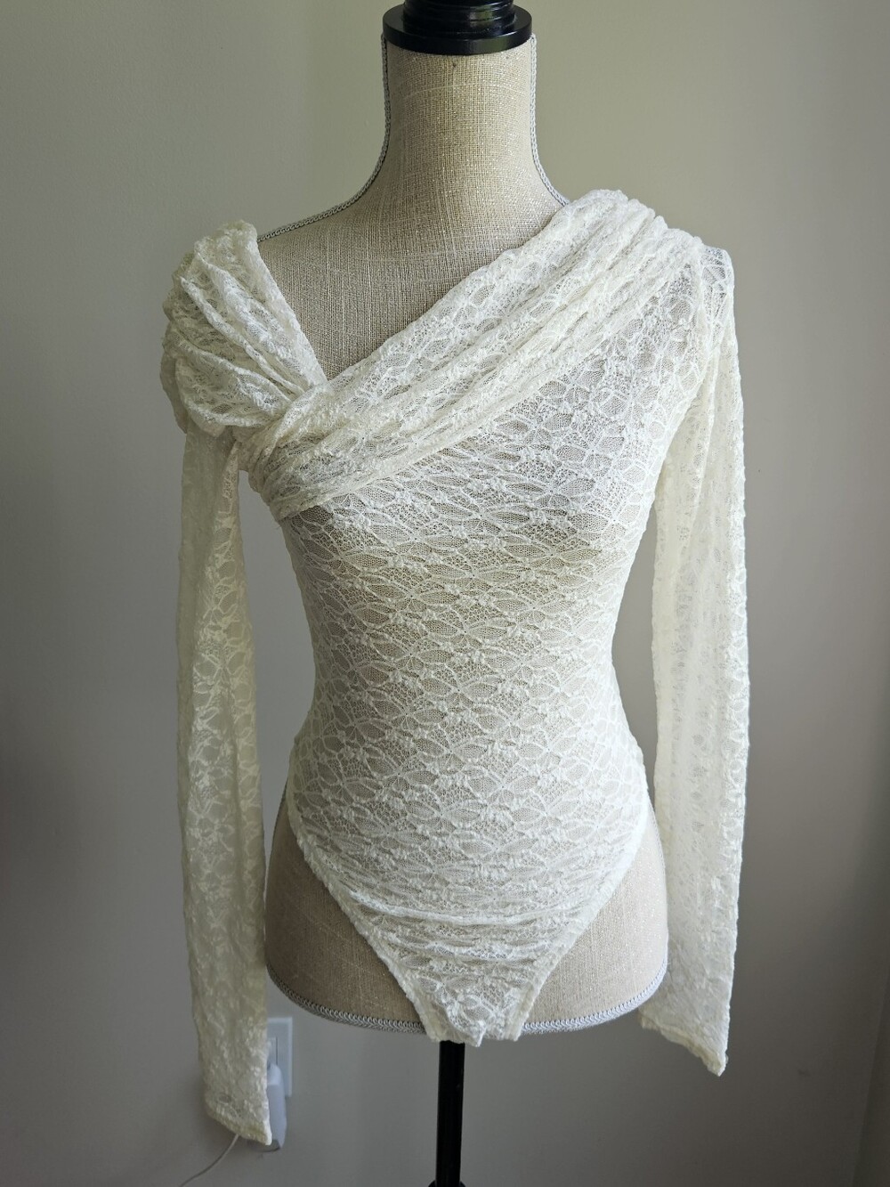 Chaser Ivory Lace One-Shoulder Bodysuit